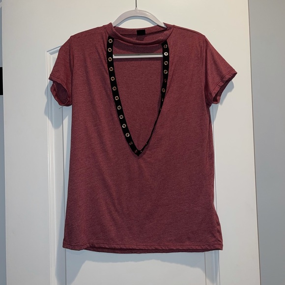Choker Neck open front t shirt - Picture 1 of 4